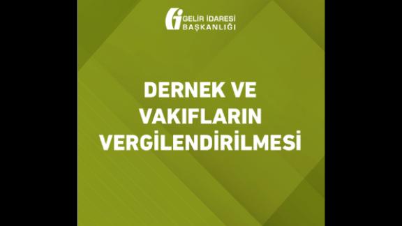 Yeşil zemin üzerinde “Dernek ve Vakıfların Vergilendirilmesi” başlıklı kitap kapağı.