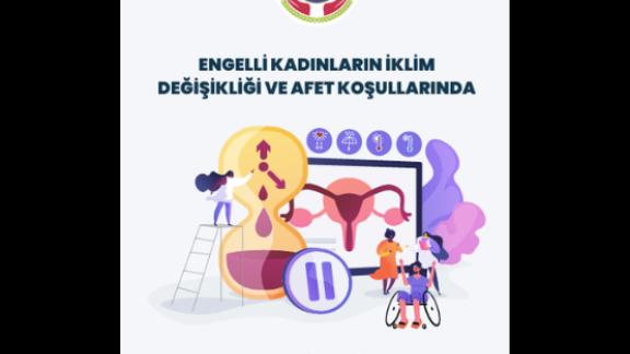 Kadın ve engellilerle ilgili illüstrasyon, üstte yuvarlak bir logo