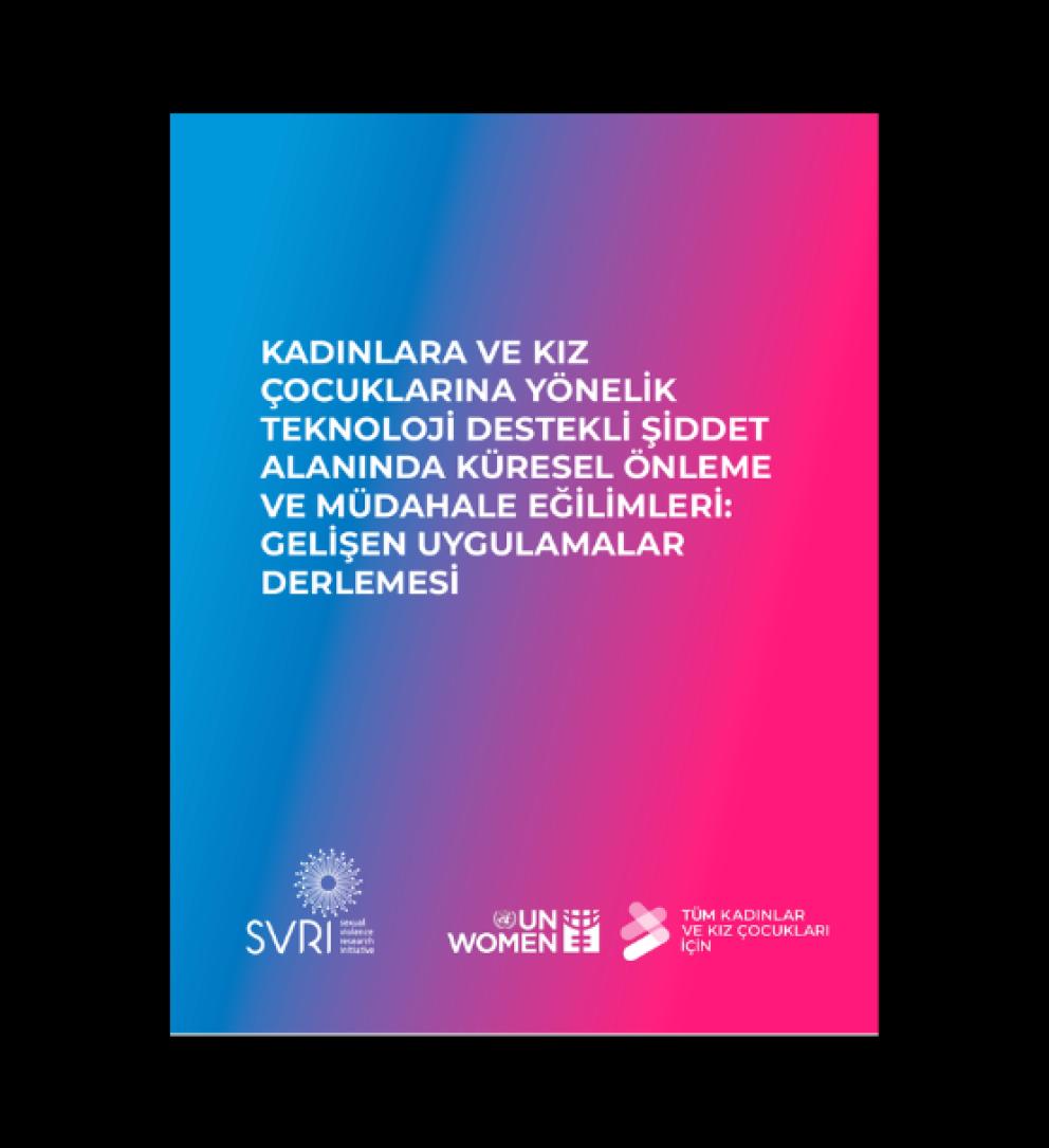 Mavi ve pembe degrade arka planda Türkçe rapor kapağı, altta üç kurum logosu.
