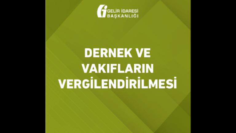Yeşil zemin üzerinde “Dernek ve Vakıfların Vergilendirilmesi” başlıklı kitap kapağı.