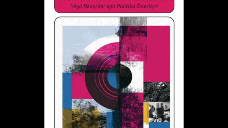 Renkli geometrik şekiller ve fotoğraflarla süslenmiş kitap kapağı