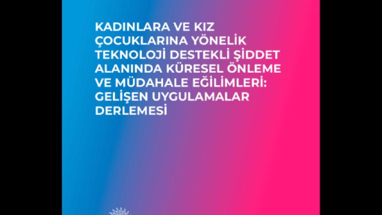 Mavi ve pembe degrade arka planda Türkçe rapor kapağı, altta üç kurum logosu.